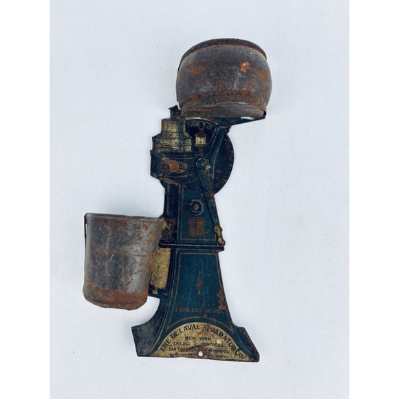 1908 De Laval Cream Separator Antique Advertising Tin Match Holder, 6.25" tall - Picture 12 of 12